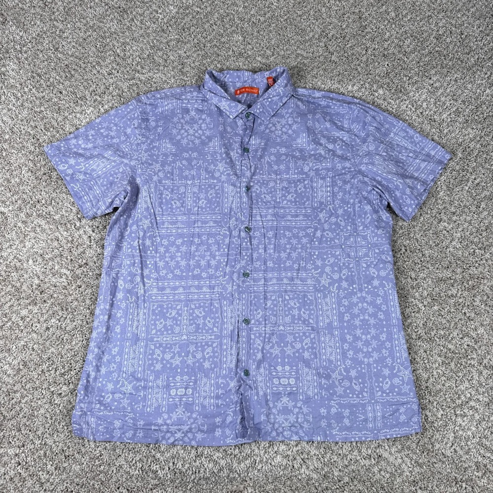 Tori Richard Shirt Mens XL Purple Bandana Print Aloha Short Sleeve Palm Tree‎